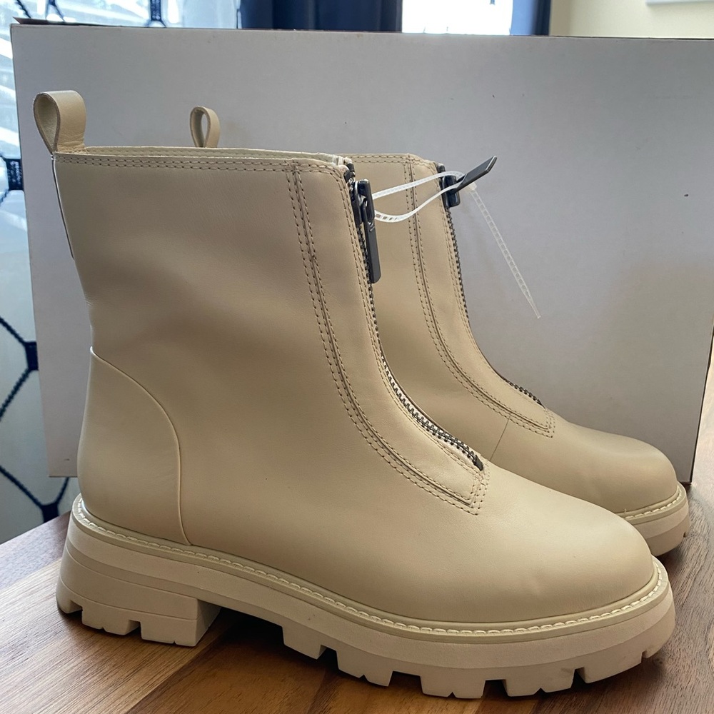 Gianni Bini x Nastia Liukin Bowery Leather Zip-Up Lug Sole Booties